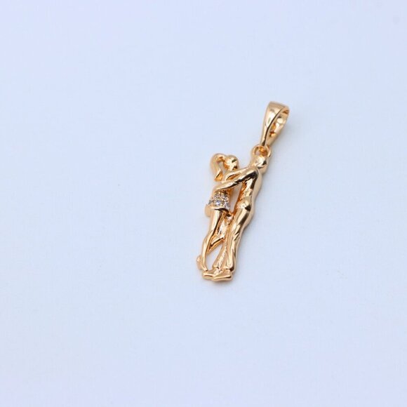 "Romantic Couple Embrace Rose Gold Pendant with Sparkling Accents, XPPT1200 - Picture 3 of 13